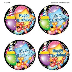 Teacher Created Resources Happy Birthday Wear'Em Badges (4496)- 32 badges